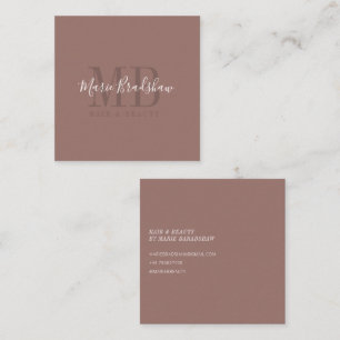 Cartão De Visita Quadrado Mocha e Creme modernos e mínimos
