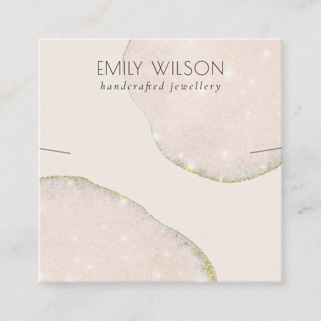 Cartão De Visita Quadrado Modelo de Banda do Colar Dourado abstrato Glitter (Frente)