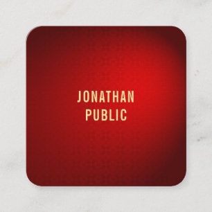 Cartão De Visita Quadrado Modelo de Tendência de Texto Dourado para Permissã