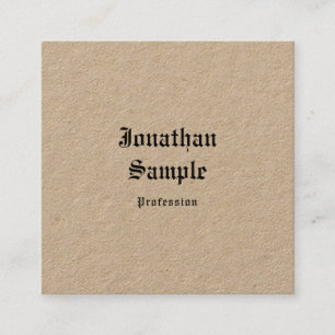 Cartão De Visita Quadrado Modelo de Verdadeiro Kraft Paper Classic Nostalgy