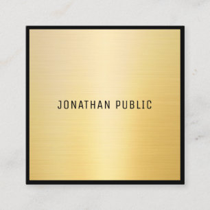 Cartão De Visita Quadrado Modelo Elegante Moderno Dourado de Trendy Black