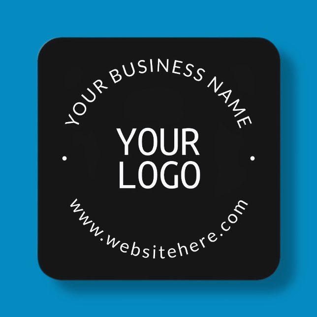 Cartão De Visita Quadrado modelo minimalista legal | preto (Criador carregado)