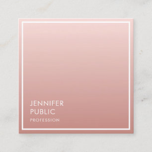 Cartão De Visita Quadrado Modelo Minimalista Moderno em Rose Gold Elegante