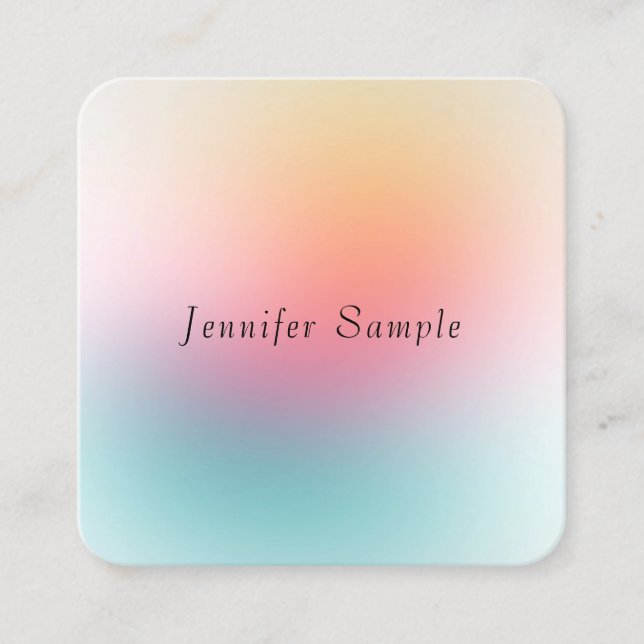 Cartão De Visita Quadrado Modelo personalizado elegante e colorido (Frente)