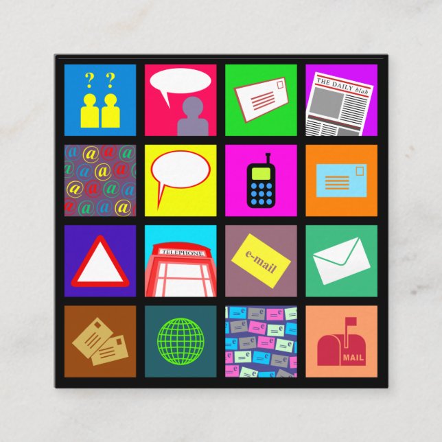 Cartão De Visita Quadrado Modelo profissional de comunicação e tecnologia (Frente)