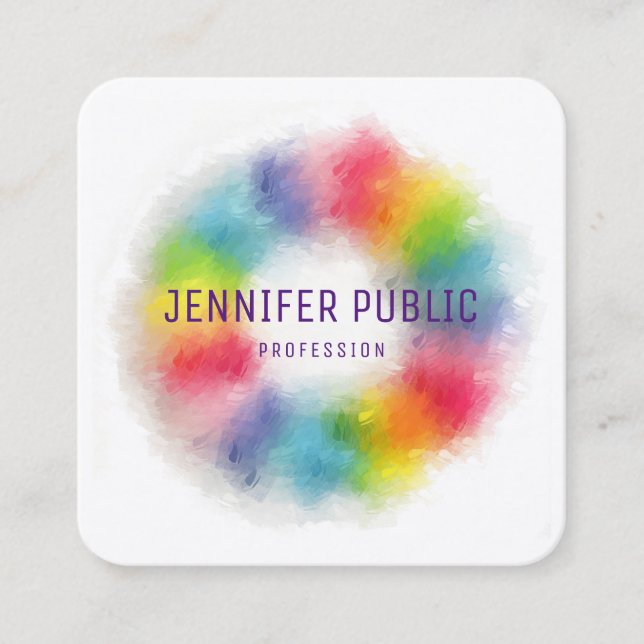 Cartão De Visita Quadrado Modelo profissional elegante moderno, luxuoso (Frente)