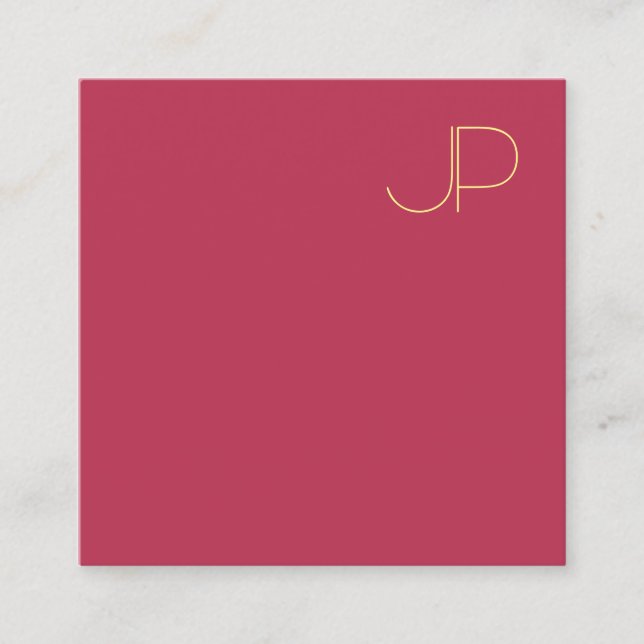 Cartão De Visita Quadrado Modelo Profissional Moderno Monograma Dourado (Frente)