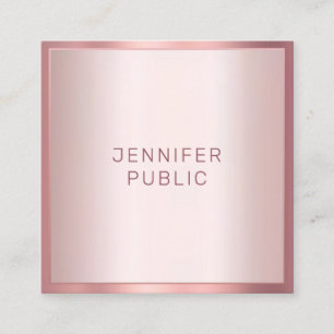 Cartão De Visita Quadrado Modelo Simples Elegante Moderno Dourado Rosa Estil