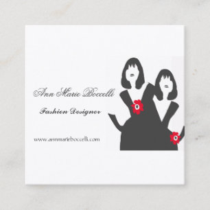 Cartão De Visita Quadrado Modelos pretos pequenos na moda das mulheres do
