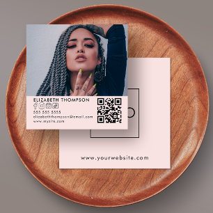 Cartão De Visita Quadrado Modere seu logotipo QR Code Trendy Foto de mídia s