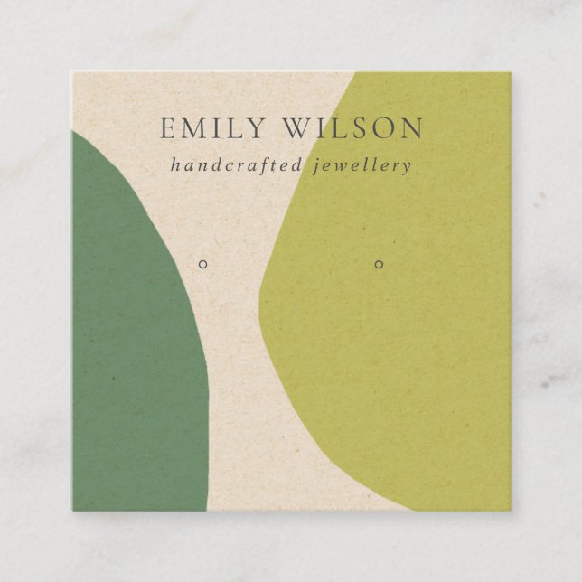 CARTÃO DE VISITA QUADRADO MODERN ABSTRATO VERDE LIMÃO KRA ART EARRY (Frente)