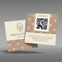 Modern Art Nouveau Square QR Code Business Card