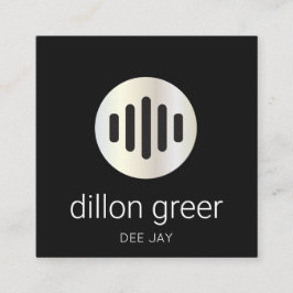 Cartão De Visita Quadrado Modern Black Audio Music DJ