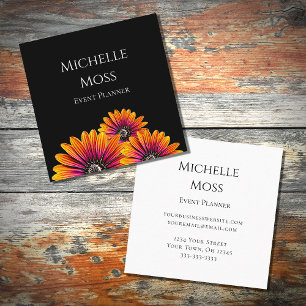 Cartão De Visita Quadrado Modern Boho Daisies Trendy Floral