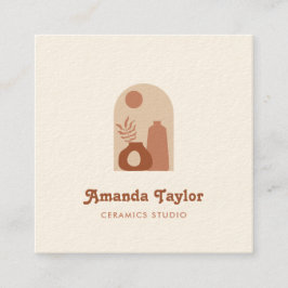 Cartão De Visita Quadrado Modern Boho Pottery Terracotta Interior Design