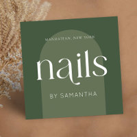 Modern Boho Sage Green Nail Artist Salon Manicure