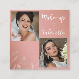 Cartão De Visita Quadrado Modern Botanical Dusty Rose Boho Photo Script