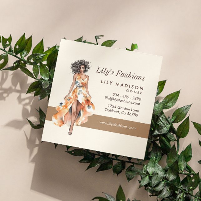 Cartão De Visita Quadrado Modern Fashion Boutique Professional (Make an impact with these professional business cards, showcasing your brand and credibility.)