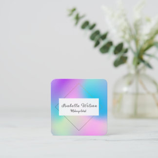 Cartão De Visita Quadrado Modern Holographic Makeup Artist Colorful