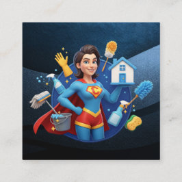 Cartão De Visita Quadrado Modern House Cleaning Maid Service Housekeeping