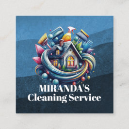 Cartão De Visita Quadrado Modern House Cleaning Maid Service Housekeeping