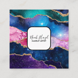 Cartão De Visita Quadrado Modern marble elegant makeup artist