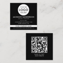 Cartão De Visita Quadrado Modern Minimalist Logo Professional Black White