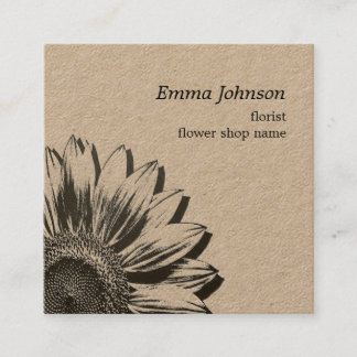Cartão De Visita Quadrado Modern Minimalist Sunflower | Square Business Card
