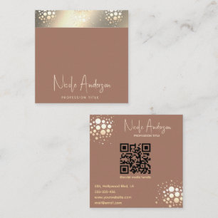 Cartão De Visita Quadrado Modern Mocha Mousse luxury confetti QR