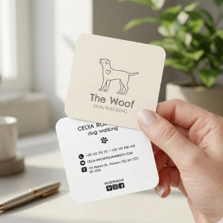 Cartão De Visita Quadrado Modern Paw Print Dog Walker & Pet Sitter Business