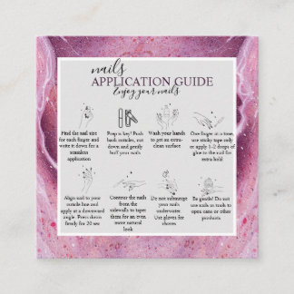 Cartão De Visita Quadrado Modern Pink Watercolor No Guia Do Aplicativo Nail