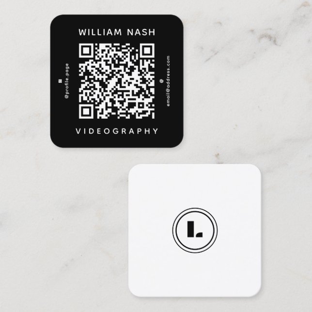 Cartão De Visita Quadrado Modern professional duotone QR code (Frente/Verso)