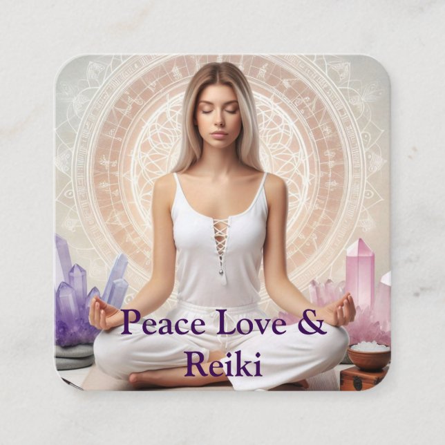 Cartão De Visita Quadrado Modern Reiki Love Chakra Spiritual Meditation (Frente)