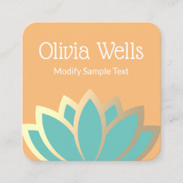 Cartão De Visita Quadrado Moderna Folha de Ouro Lotus Flower Square Business