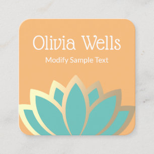 Cartão De Visita Quadrado Moderna Folha de Ouro Lotus Flower Square Business
