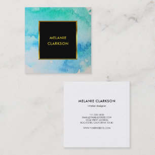 Cartão De Visita Quadrado Moderna impermeabilizante preto