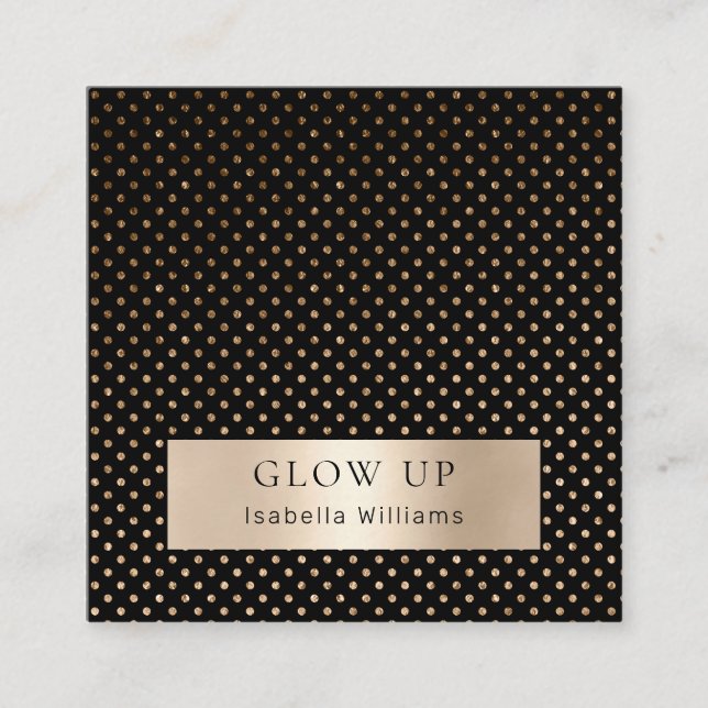 Cartão De Visita Quadrado Moderne Punkte Schwarz Gold ( Imitat) Visitenkarte (Frente)