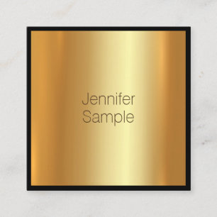 Cartão De Visita Quadrado Moderno Charmoso Glamouroso Dourado Fino Simples