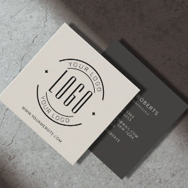 Cartão De Visita Quadrado Moderno cinza bege simples adicione seu logotipo