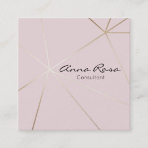 Cartão De Visita Quadrado *~* Moderno Cor-de-rosa Rosa Dourada da Tendência