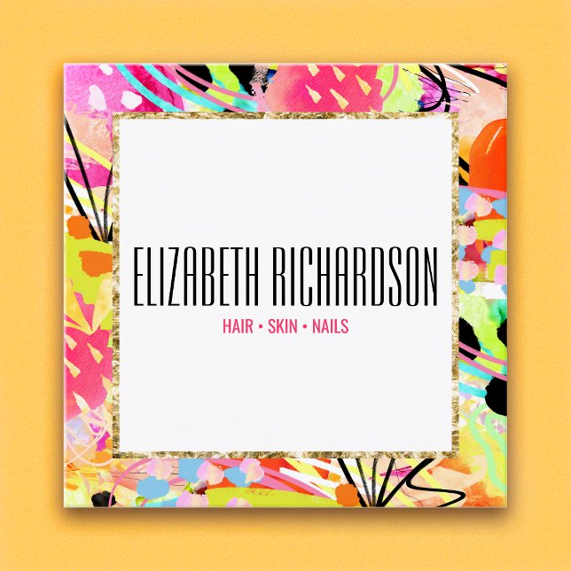 Cartão De Visita Quadrado Moderno de vibração a frio e a abstrato (Criador carregado)