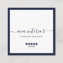 Moderno Elegante Caligrafia Azul - Meio-Noite Soci