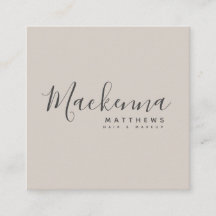 Moderno Elegante Linen Beige Nome Personalizado Sa