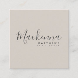 Cartão De Visita Quadrado Moderno Elegante Linen Beige Nome Personalizado Sa