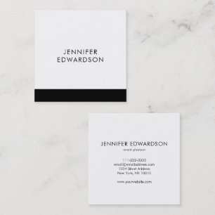 Cartão De Visita Quadrado Moderno elegante minimalista preto branco profissi