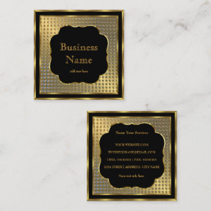 Cartão De Visita Quadrado Moderno Estilo Empresarial Ouro Preto Visão de Met