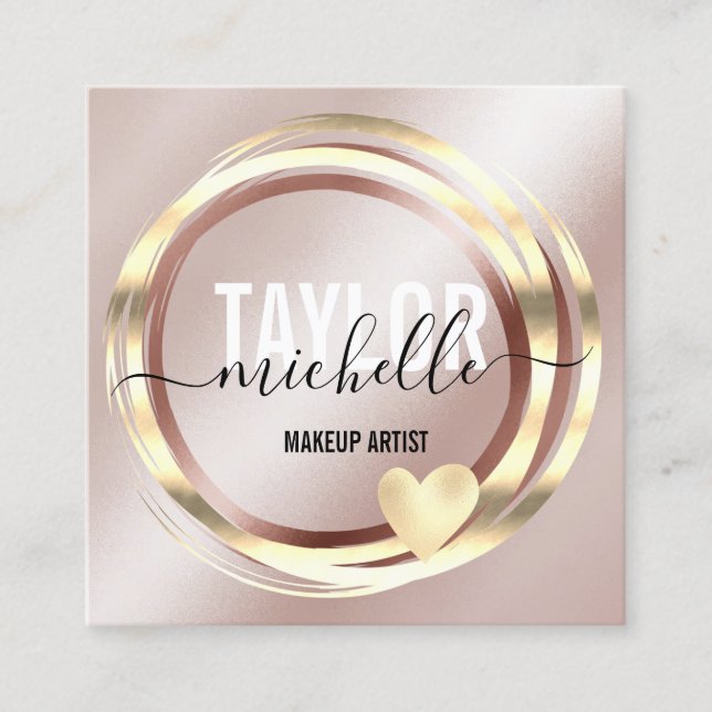 Cartão De Visita Quadrado moderno guião giro lente de glitter dourado (Frente)