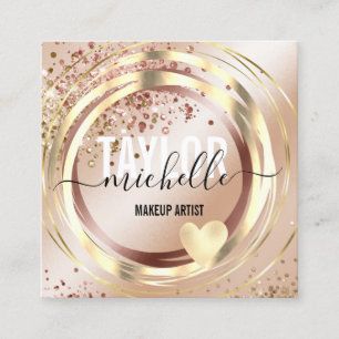 Cartão De Visita Quadrado moderno guião giro lente de glitter dourado