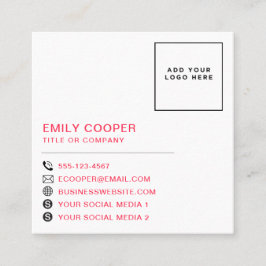 Cartão De Visita Quadrado Moderno Houndstooth Adicionar logotipo preto