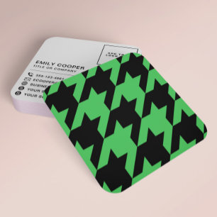 Cartão De Visita Quadrado Moderno Houndstooth Adicionar logotipo preto e ver